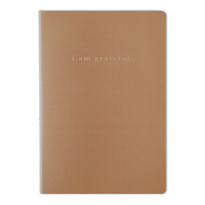 Brown "I Am Grateful" Jotter Notebook — Gold Foil with Dotted Grid Pages B6 Size
