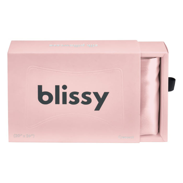 Blissy King Pink Crescent Pillowcase Lifestyle – Mulberry Silk