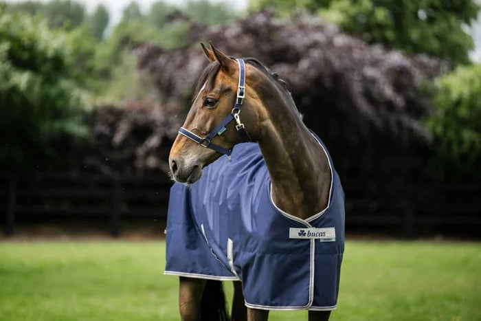Derka Bucas Freedom Turnout High Neck 150g Navy/Silver - Cavalo