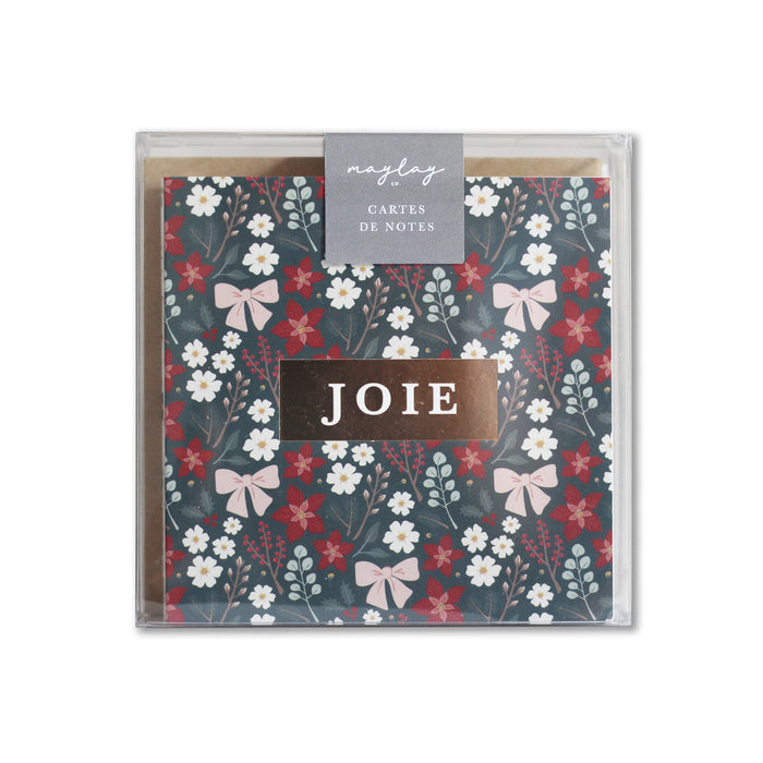 French Holiday "JOIE" Cartes de Notes Édition des Fêtes | 9Pk — Carte de Noël Mini