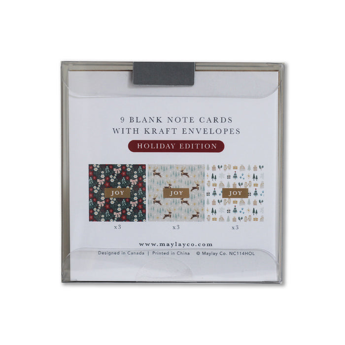 "JOY" Holiday Mini Note Cards 9Pk — Christmas Greeting Cards