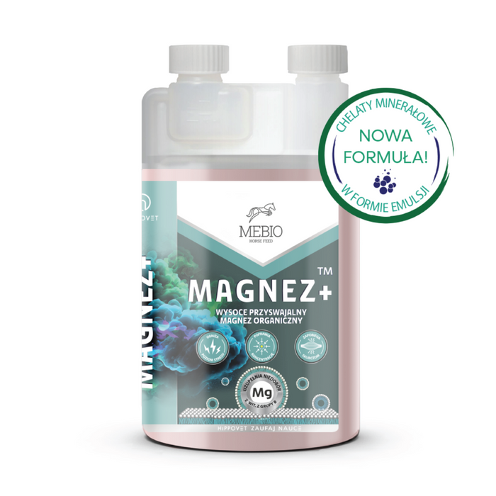 MEBIO Magnez+ organiczny magnez w płynie dla koni 1 l