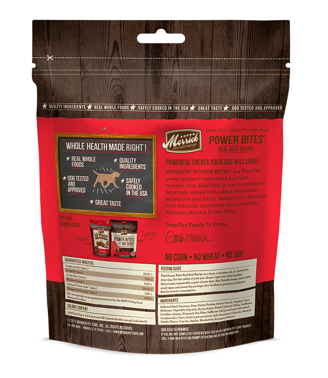 Merrick Power Bites Real Beef Recipe Dog Treats (6-oz pouch)
