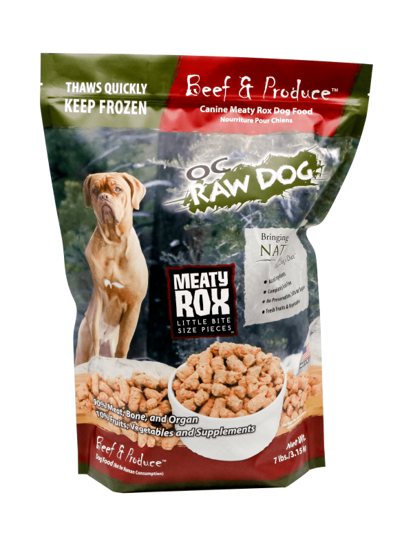 OC Raw Dog Frozen Beef & Produce Meaty Rox