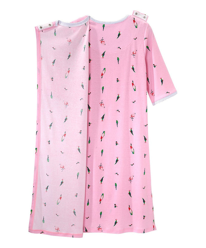 Open Back Knit Nightgown with Lace Trim