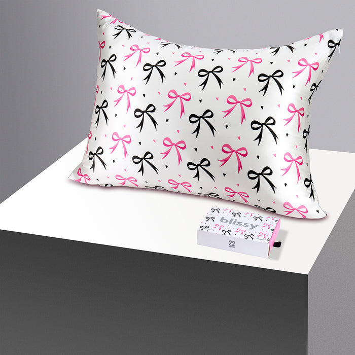 Blissy Queen Dancing Bows Pillowcase – 22 Momme Mulberry Silk, 100% Silk