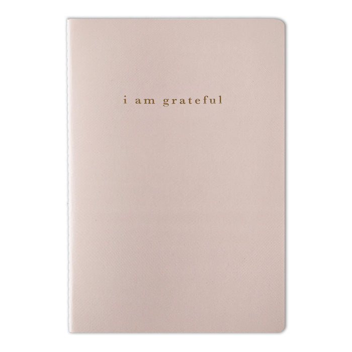 Pink "I Am Grateful" Jotter Notebook — Gold Foil with Dotted Grid Pages B6 Size