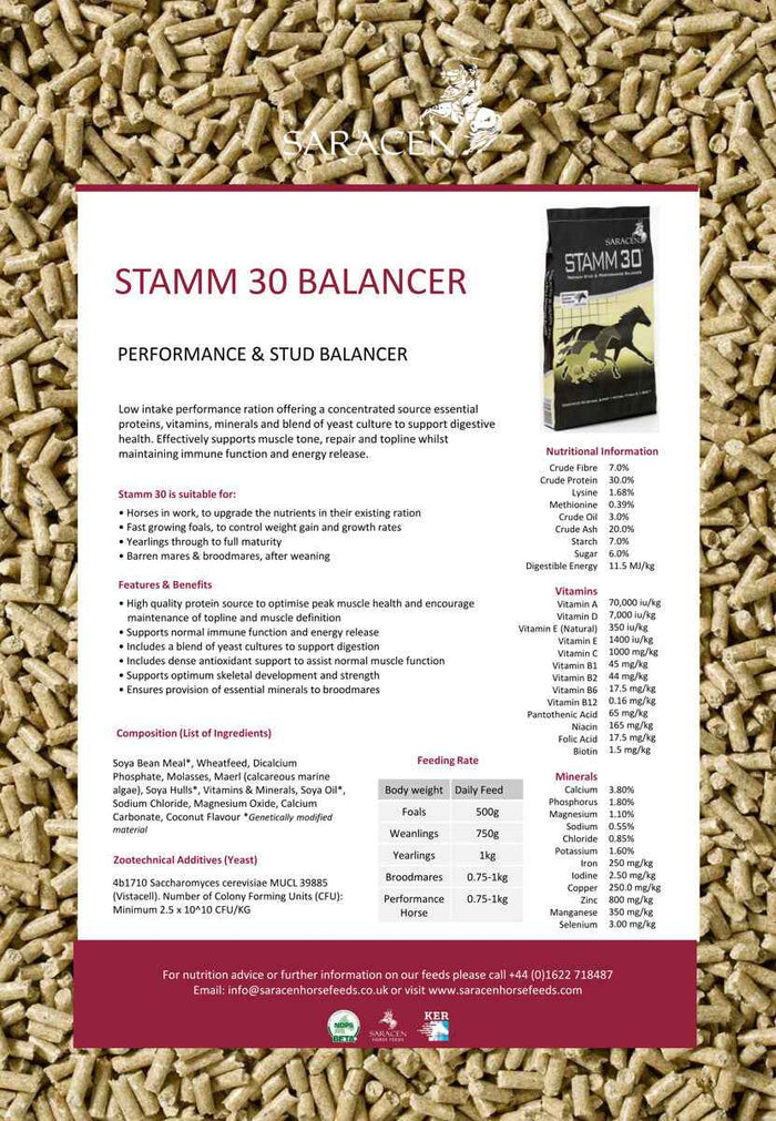 Saracen Stamm 30 Concentrate 20kg - pasza dla koni wyczynowych i hodowlanych