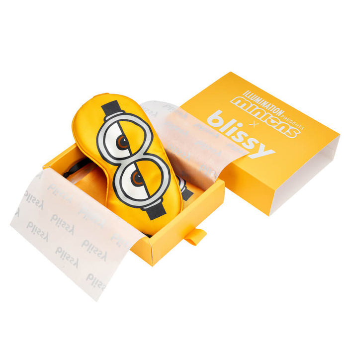 Sleepyhead Minion Sleep Mask Close-Up – Blissy 22 Momme Silk