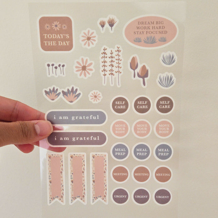 Sweetness Floral Washi Planner Stickers — Mindful Sticker Sheet for Planners, Journals & Bullet Journaling