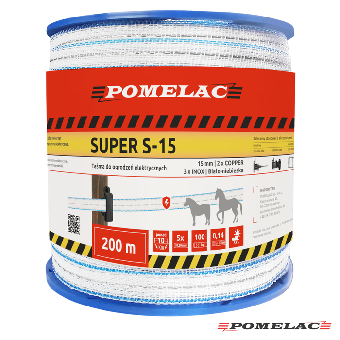 Taśma Pomelac do ogrodzeń elektrycznych Super S15