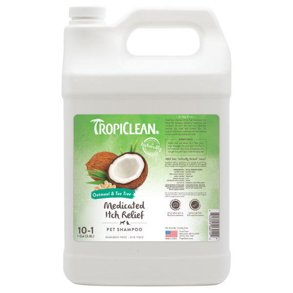 TropiClean Oatmeal & Tea Tree Medicated Itch Relief Shampoo for Pets