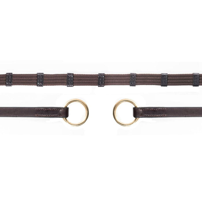 Wodze parciane z podwójnym pierścieniem i kółkiem Schockemohle Ring Dark Brown/Gold - WB (Full) - Cavalo